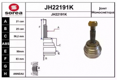 SNRA jh22191k -  Шарнирный комплект, приводной вал