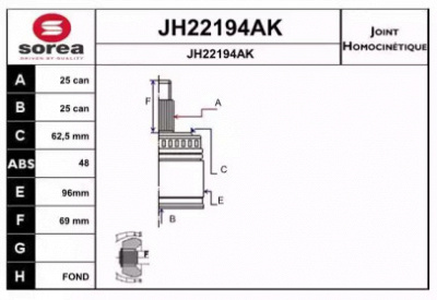 SNRA jh22194ak -  Шарнирный комплект, приводной вал