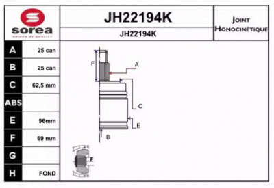 SNRA jh22194k -  Шарнирный комплект, приводной вал