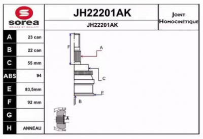 SNRA jh22201ak -  Шарнирный комплект, приводной вал