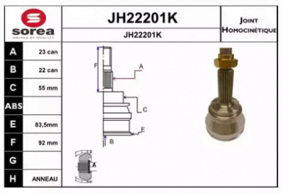 SNRA jh22201k -  Шарнирный комплект, приводной вал