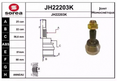SNRA jh22203k -  Шарнирный комплект, приводной вал