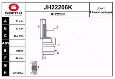 SNRA jh22206k -  Шарнирный комплект, приводной вал