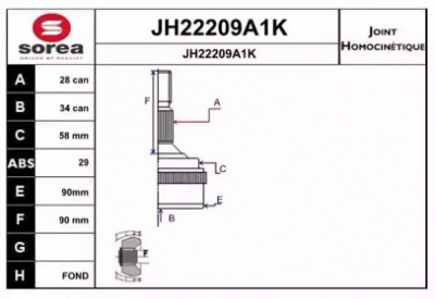 SNRA jh22209a1k -  Шарнирный комплект, приводной вал
