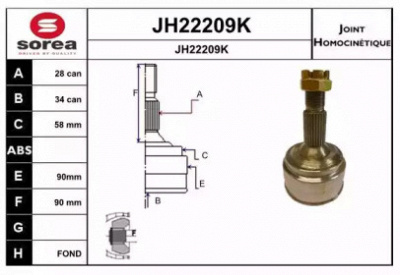 SNRA jh22209k -  Шарнирный комплект, приводной вал