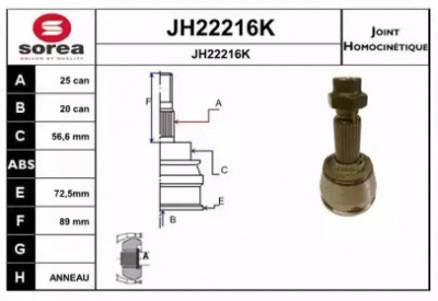 SNRA jh22216k - Шарнирный комплект, приводной вал