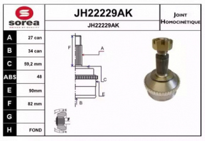 SNRA jh22229ak -  Шарнирный комплект, приводной вал