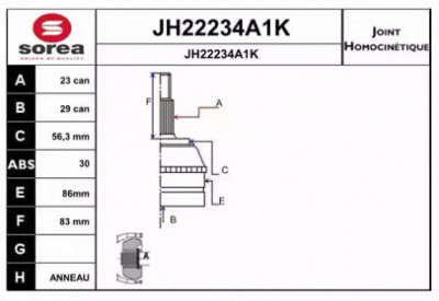 SNRA jh22234a1k -  Шарнирный комплект, приводной вал