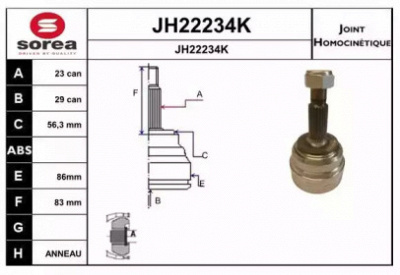 SNRA jh22234k -  Шарнирный комплект, приводной вал