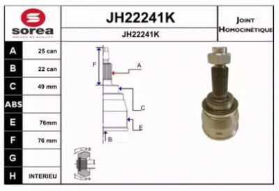 SNRA jh22241k -  Шарнирный комплект, приводной вал