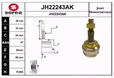 SNRA jh22243ak -  Шарнирный комплект, приводной вал