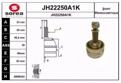 SNRA jh22250a1k -  Шарнирный комплект, приводной вал
