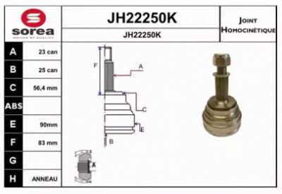 SNRA jh22250k -  Шарнирный комплект, приводной вал
