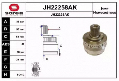 SNRA jh22258ak -  Шарнирный комплект, приводной вал