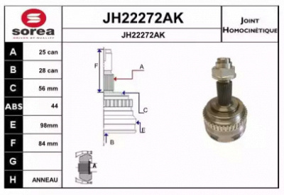 SNRA jh22272ak -  Шарнирный комплект, приводной вал