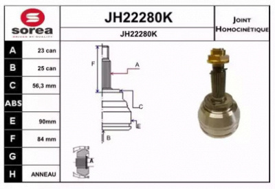 SNRA jh22280k -  Шарнирный комплект, приводной вал