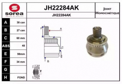 SNRA jh22284ak -  Шарнирный комплект, приводной вал