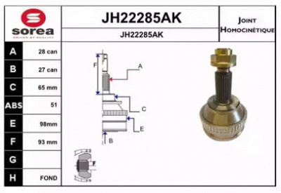SNRA jh22285ak -  Шарнирный комплект, приводной вал