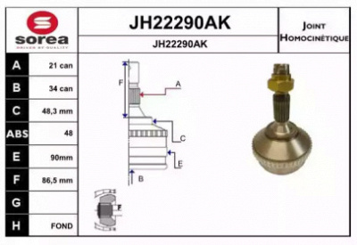 SNRA jh22290ak -  Шарнирный комплект, приводной вал