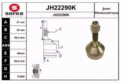 SNRA jh22290k -  Шарнирный комплект, приводной вал