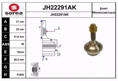 SNRA jh22291ak -  Шарнирный комплект, приводной вал