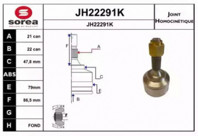 SNRA jh22291k -  Шарнирный комплект, приводной вал
