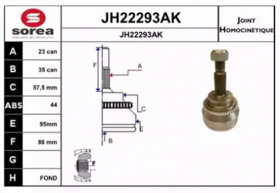 SNRA jh22293ak -  Шарнирный комплект, приводной вал
