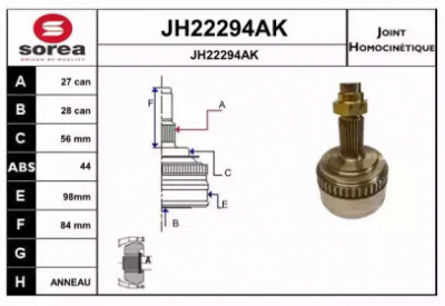SNRA jh22294ak -  Шарнирный комплект, приводной вал