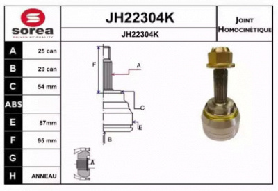 SNRA jh22304k -  Шарнирный комплект, приводной вал