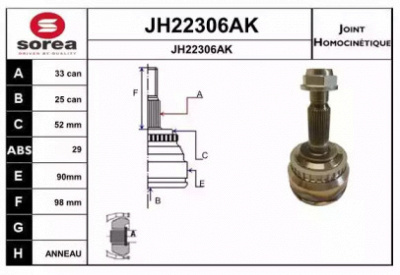SNRA jh22306ak - Шарнирный комплект, приводной вал