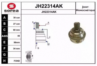 SNRA jh22314ak - Шарнирный комплект, приводной вал