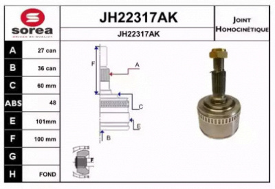 SNRA jh22317ak -  Шарнирный комплект, приводной вал