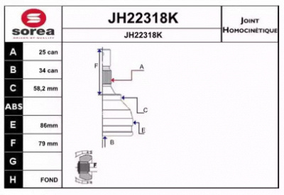 SNRA jh22318k -  Шарнирный комплект, приводной вал