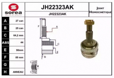 SNRA jh22323ak -  Шарнирный комплект, приводной вал