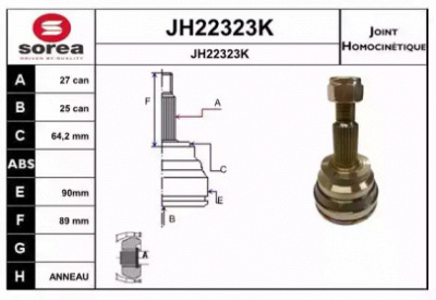 SNRA jh22323k -  Шарнирный комплект, приводной вал