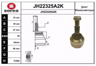 SNRA jh22325a2k -  Шарнирный комплект, приводной вал