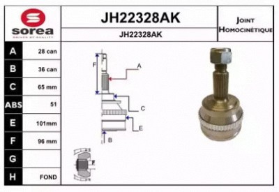 SNRA jh22328ak -  Шарнирный комплект, приводной вал