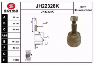 SNRA jh22328k -  Шарнирный комплект, приводной вал