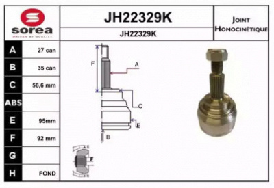 SNRA jh22329k -  Шарнирный комплект, приводной вал