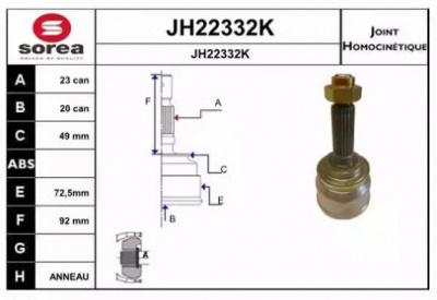 SNRA jh22332k -  Шарнирный комплект, приводной вал