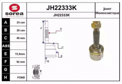 SNRA jh22333k -  Шарнирный комплект, приводной вал