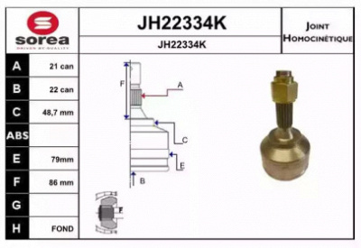 SNRA jh22334k -  Шарнирный комплект, приводной вал