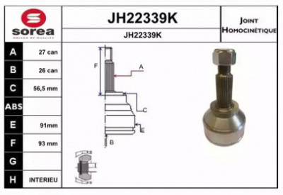 SNRA jh22339k -  Шарнирный комплект, приводной вал