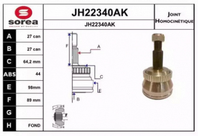 SNRA jh22340ak -  Шарнирный комплект, приводной вал