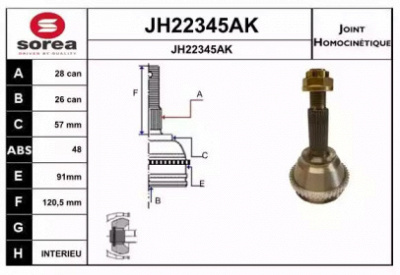 SNRA jh22345ak - Шарнирный комплект, приводной вал