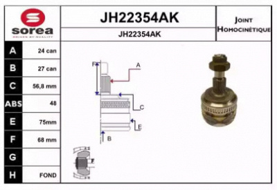 SNRA jh22354ak -  Шарнирный комплект, приводной вал