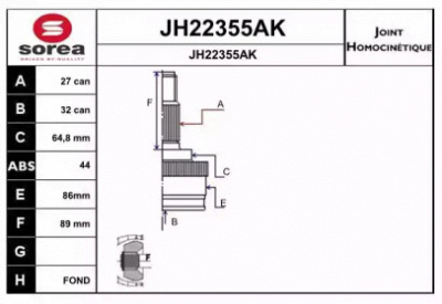 SNRA jh22355ak -  Шарнирный комплект, приводной вал