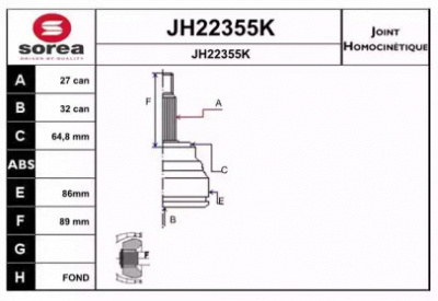 SNRA jh22355k -  Шарнирный комплект, приводной вал
