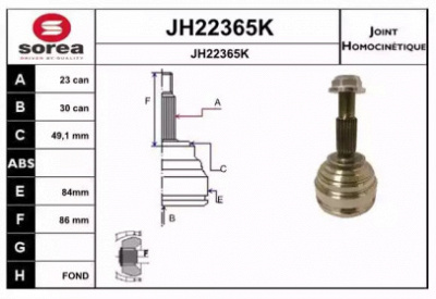 SNRA jh22365k -  Шарнирный комплект, приводной вал