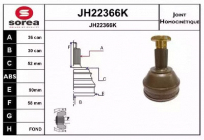 SNRA jh22366k -  Шарнирный комплект, приводной вал